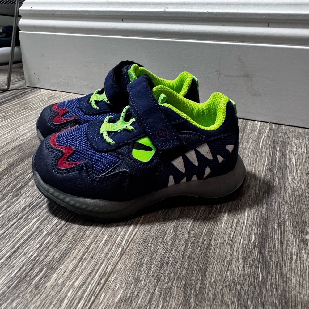Kids Navy and Neon Green light up Monster Sneakers